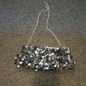 Sequin Evening Clutch - Silver